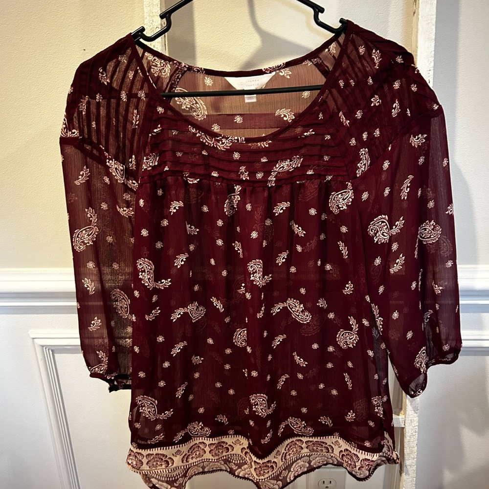 Women's Burgundy Paisley Top